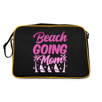Strandbesuch Mutter Strandurlaub Beach Strand - Retro Tasche - Schwarz/Gold - Hinten