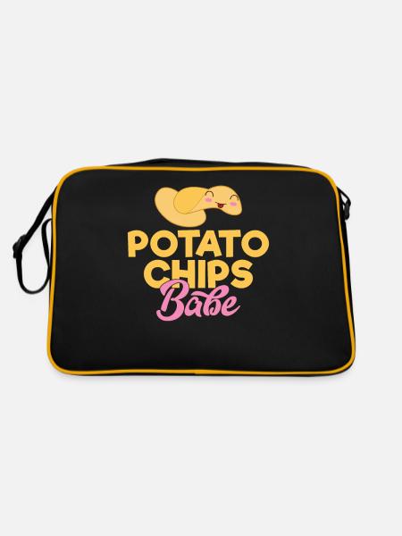 Kartoffelchips Geschenk - Retro Tasche - Schwarz/Gold