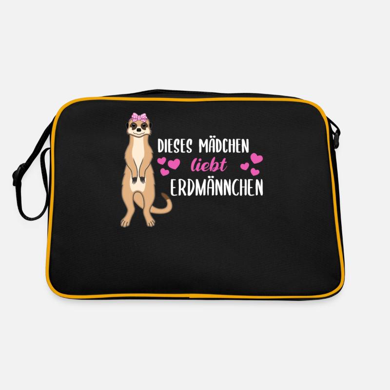 Erdmännchen Spruch Geschenk Damen Mädchen - Retro Tasche - Schwarz/Gold