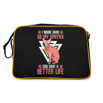 Travailler dur, alors mon propriétaire d’animal Sphynx - Sac Retro - noir/or - Dos