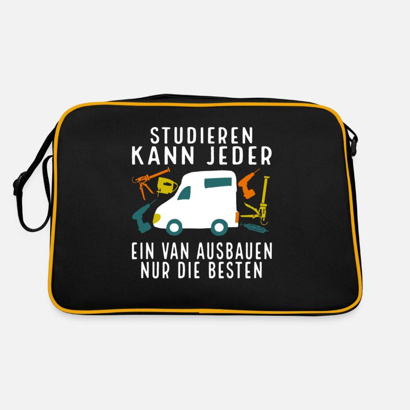 Camping Studieren kann jeder Van ausbau - Retro Tasche - Schwarz/Gold