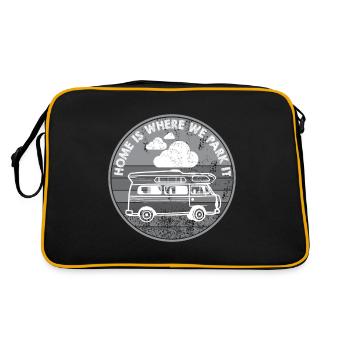Camping Camper Outdoor Sommer Design - Retro Tasche - Schwarz/Gold - Hinten