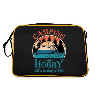 Camping Camper Outdoor Sommer Design - Retro Tasche - Schwarz/Gold - Hinten