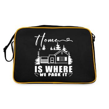 Camping Camper Outdoor Sommer Design - Retro Tasche - Schwarz/Gold - Hinten