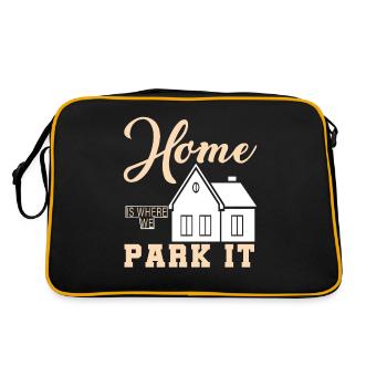 Camping Camper Outdoor Sommer Design - Retro Tasche - Schwarz/Gold - Hinten