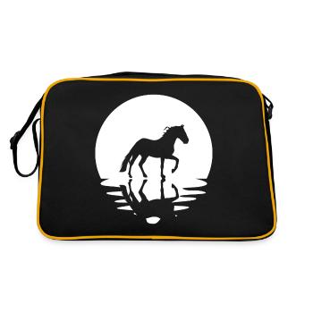Kreis und Reflexion - Pferd - - Retro Tasche - Schwarz/Gold - Hinten