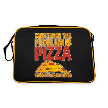 Pizza Tends To Improve Things 2 - Retro Bag - black/gold - Back