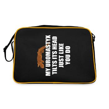 Uromastyx neigt seinen Kopf, genau wie du es lustig machst - Retro Tasche - Schwarz/Gold - Hinten