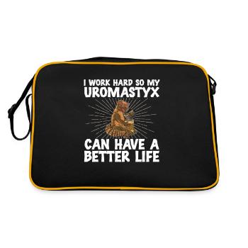 Uromastyx Lustiger Dabb Lizard Work Hard Better - Retro Tasche - Schwarz/Gold - Hinten