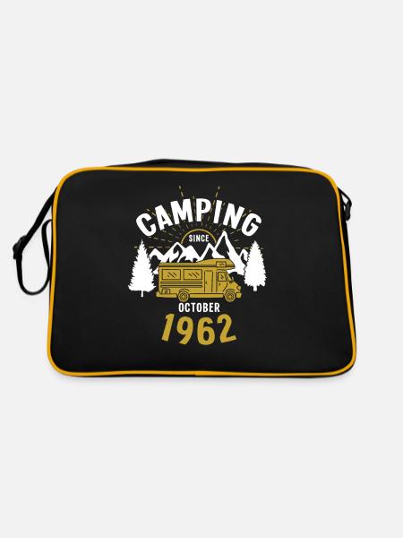 Anniversaire: Camping depuis octobre 1962 Camping-car - Sac Retro - noir/or - Dos