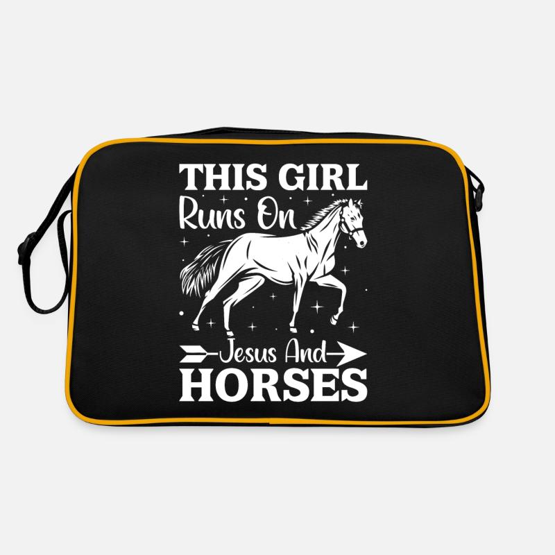 This Girl Runs On Jesus And Horses - (2) Retro Bag