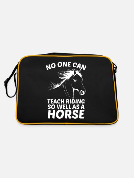 Niemand kann das Reiten so gut lehren wie ein Pfer - Retro Tasche - Schwarz/Gold - Hinten