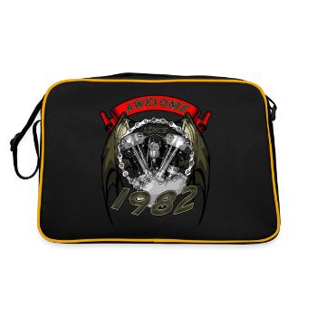 Awesome since 1982, Biker Geburtstag - Retro Tasche - Schwarz/Gold - Hinten