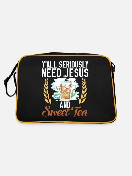 Süßer Tee Liebhaber Geschenke - Retro Tasche - Schwarz/Gold - Hinten