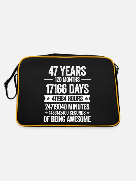 47777 Years Awesome Decoration Birthday Gift Funny - Retro Bag - black/gold - Back