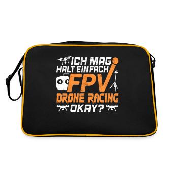 Drohne Ich mag halt einfach Drohnenpilot Drone - Retro Tasche - Schwarz/Gold - Hinten