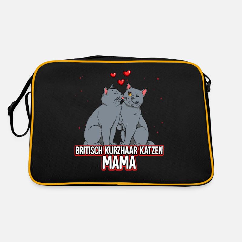 Britisch Kurzhaar Katzen Mama - Retro Tasche - Schwarz/Gold