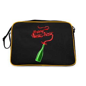 Spilling Wine Saying Happy New Year - Retro Bag - black/gold - Back