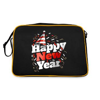 Chapeau de fête, serpent d’air et confettis pour une nouvelle fête - Sac Retro - noir/or - Dos