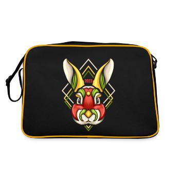 Rabbit As Chinese Dragon For 2023 Chinese New Year - Retro Bag - black/gold - Back