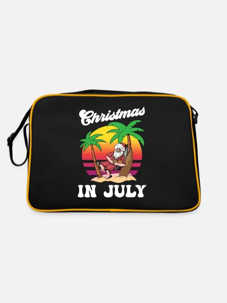 Weihnachten Im Juli Christmas In July Humor Santa - Retro Bag - black/gold - Back