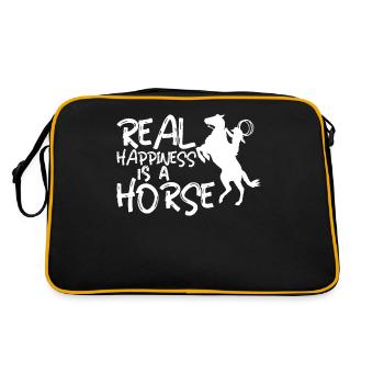 Le vrai bonheur est un cheval - - Sac Retro - noir/or - Dos
