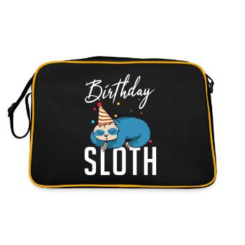 Faultier Liebhaber Faultier Geschenk - Retro Tasche - Schwarz/Gold - Hinten
