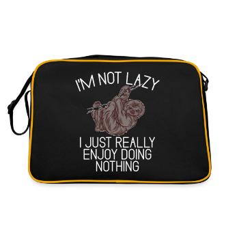Faultier Liebhaber Faultier Geschenk - Retro Tasche - Schwarz/Gold - Hinten