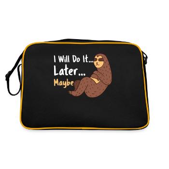 Faultier Liebhaber Faultier Geschenk - Retro Tasche - Schwarz/Gold - Hinten