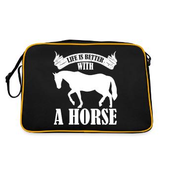 La vie est meilleure avec un cheval - - Sac Retro - noir/or - Dos