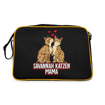 Savannah Katzen Mama - Retro Tasche - Schwarz/Gold - Hinten