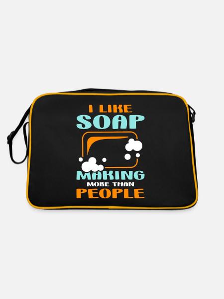 Soapmaking I Like Soap Making More Saponification - Retro Bag - black/gold - Back