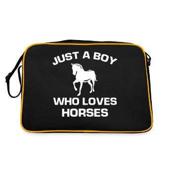 Just a boy who loves horses - (2) - Retro Bag - black/gold - Back