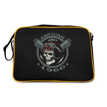 Awesome since 1966, Biker Geburtstag - Retro Tasche - Schwarz/Gold - Hinten