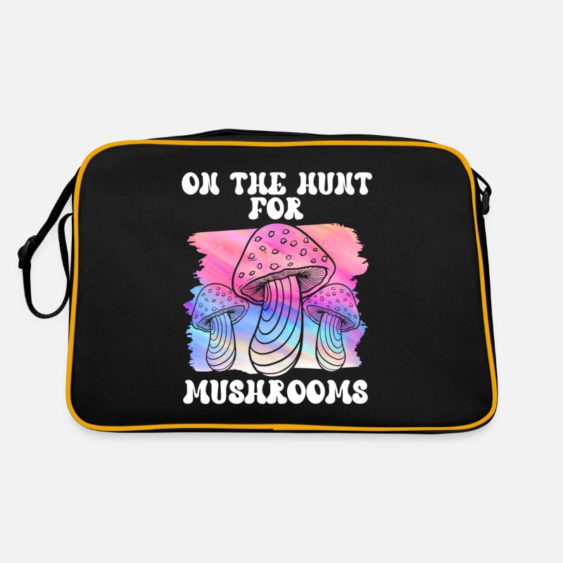 À la recherche de champignons Cueilleurs de champignons Champignons Sac Retro