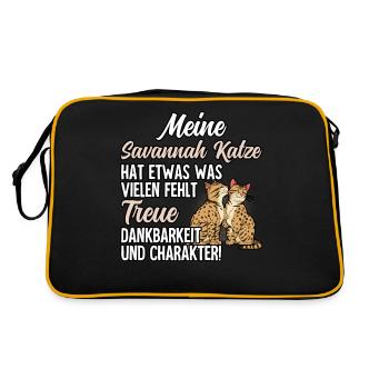 Savannah Katze - Retro Tasche - Schwarz/Gold - Hinten