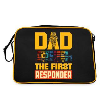 Dad the first Responder Firefighter Design for - Retro Tasche - Schwarz/Gold - Hinten