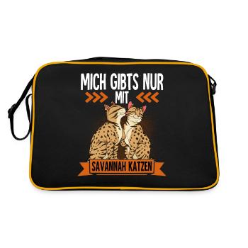 Savannah Katze - Retro Tasche - Schwarz/Gold - Hinten