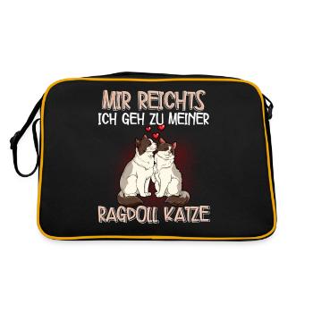Ragdoll Katze - Retro Tasche - Schwarz/Gold - Hinten