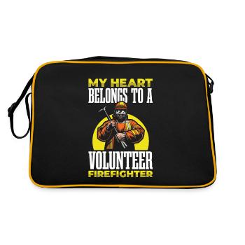 Mein Herz Gehört Einem Freiwilligen Feuerwehrmann - Retro Tasche - Schwarz/Gold - Hinten