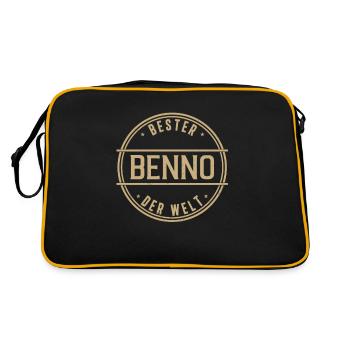 Bester Benno Der Welt Lustiges Männer Namen - Retro Tasche - Schwarz/Gold - Hinten