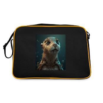 Creepy Otter Creature Spooky Zombie Otter - Retro Tasche - Schwarz/Gold - Hinten