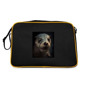 Creepy Otter Creature Spooky Zombie Otter - Retro Tasche - Schwarz/Gold - Hinten