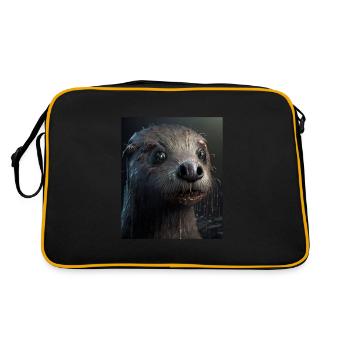 Creepy Otter Creature Spooky Zombie Otter - Retro Tasche - Schwarz/Gold - Hinten