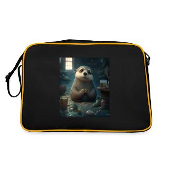 Self Conscious Worried Otter Funny Sea Otter Puns - Retro Bag - black/gold - Back