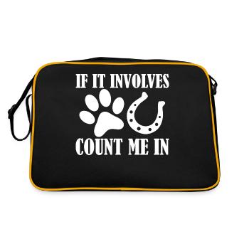 Quand il s’agit de chiens et de chevaux, je suis - Sac Retro - noir/or - Dos