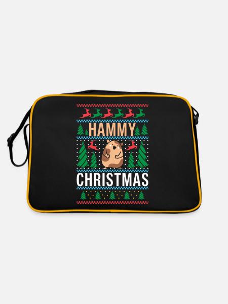 Hamster Liebhaber Hamster Geschenk - Retro Tasche - Schwarz/Gold - Hinten