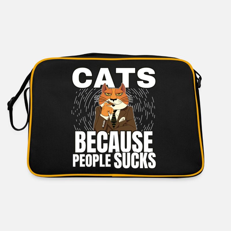 Katzen Katze Katzenshirt Katze Geschenkidee kitten - Retro Tasche - Schwarz/Gold