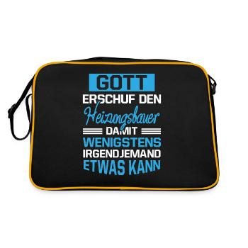 Gott Erschuf Heizungsbauer Handwerker Geschenk - Retro Tasche - Schwarz/Gold - Hinten