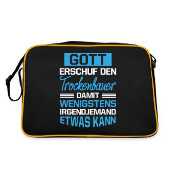 Gott Erschuf Trockenbauer Handwerker Geschenk - Retro Tasche - Schwarz/Gold - Hinten